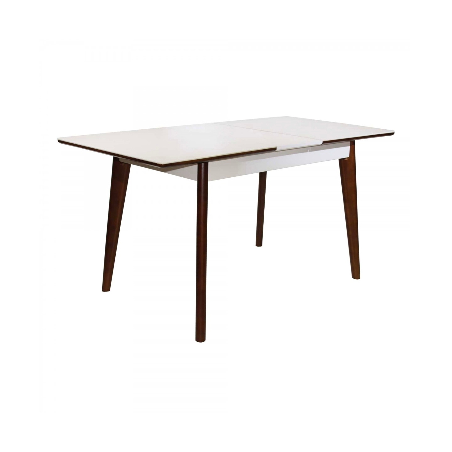 Раскладной стол MG-A05 White Glass+Brown Legs 120/150×75