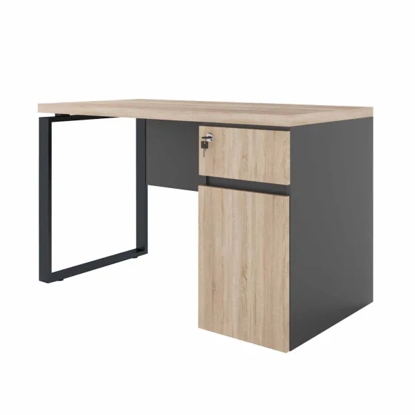 Офисный стол с встроенной тумбой справа 1200×600 sonoma/black