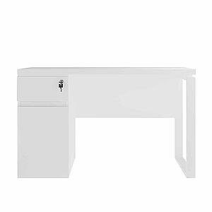Офисный стол с встроенной тумбой слева 1200×600 white/white