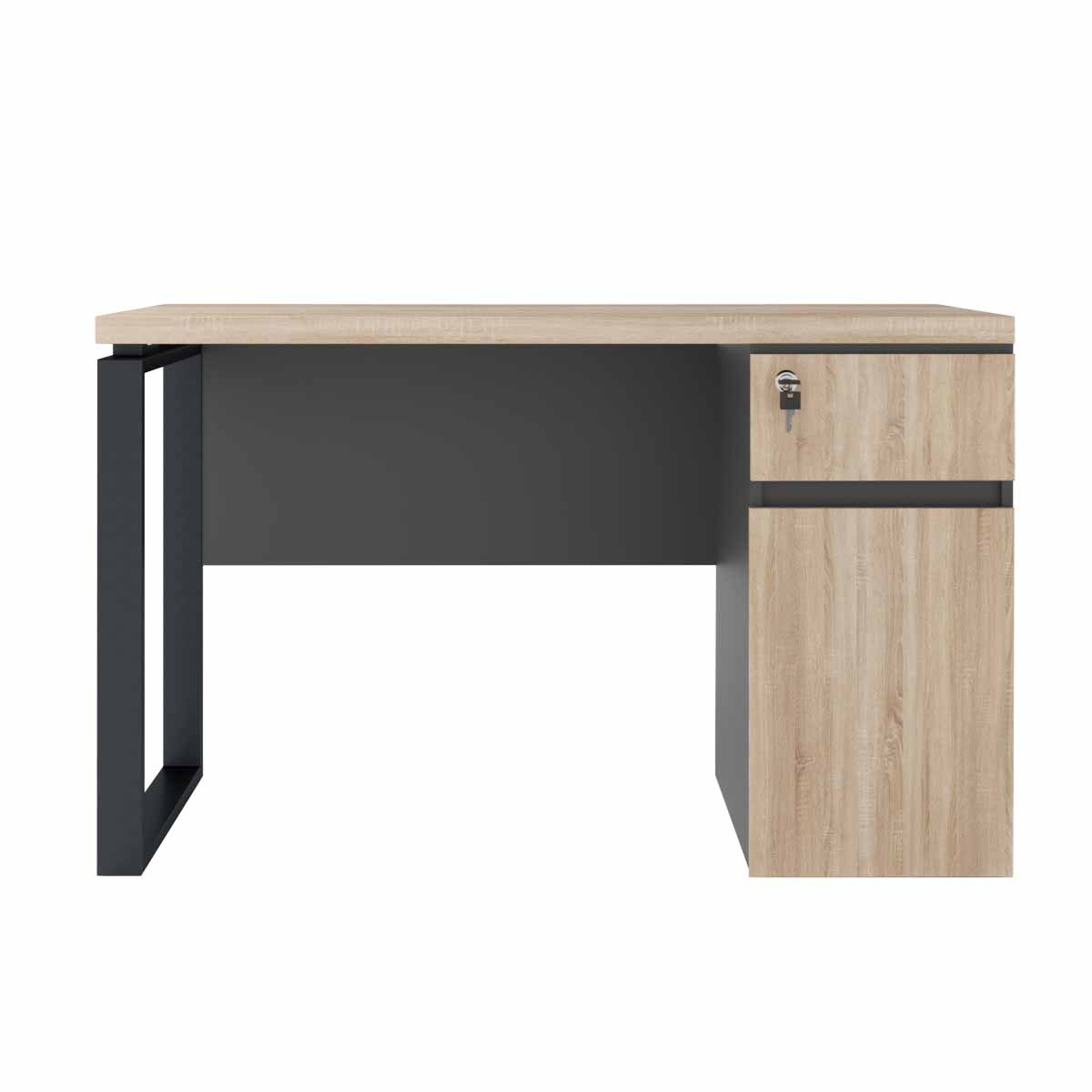 Офисный Стол с встроенной тумбой справа 1200×600 Sonoma/Black