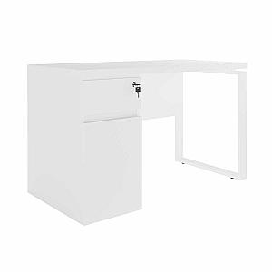 Офисный Стол с встроенной тумбой слева 1200×600 White/White