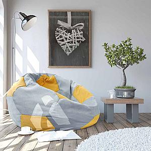 Кресло мешок Bean Bag Ball Grey-Yellow