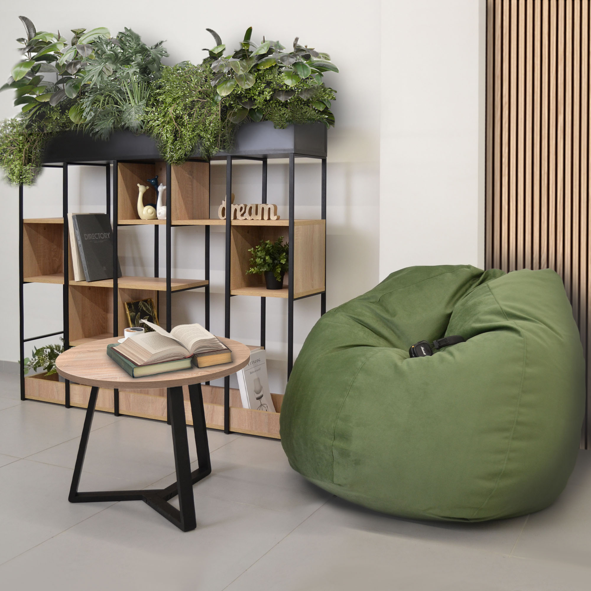 Fotoliu puf bean bag color/stofă ø 95 green