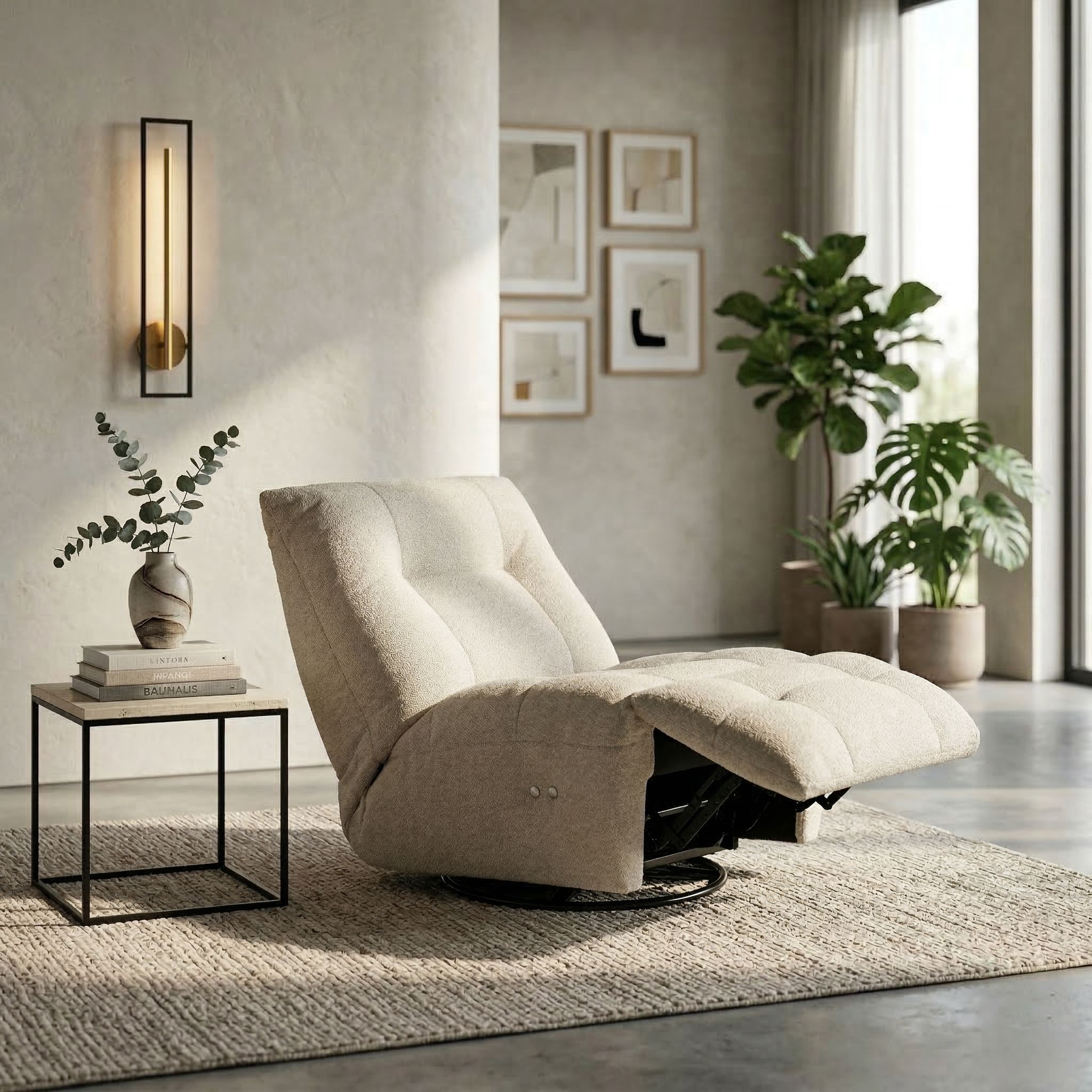 Кресло с реклайнером Nardo ROF-017 Beige (Royal Boucle Natural)