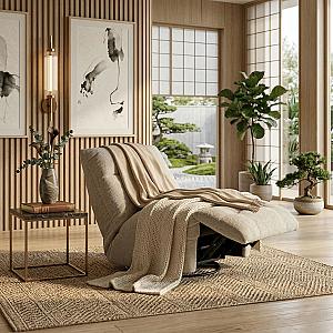 Кресло с реклайнером Nardo ROF-017 Grey (Royal Boucle Mushroom)