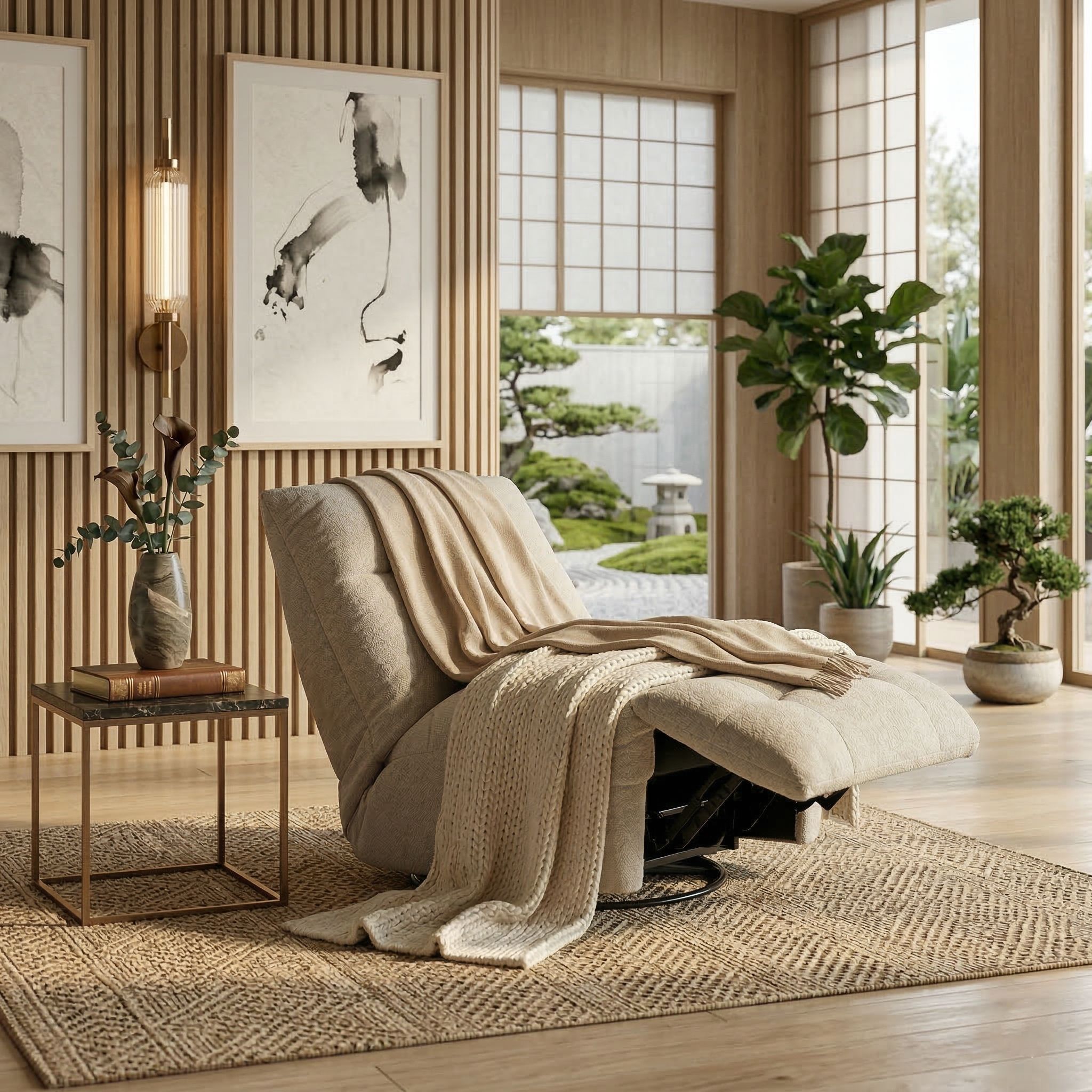 Кресло с реклайнером Nardo ROF-017 Grey (Royal Boucle Mushroom)