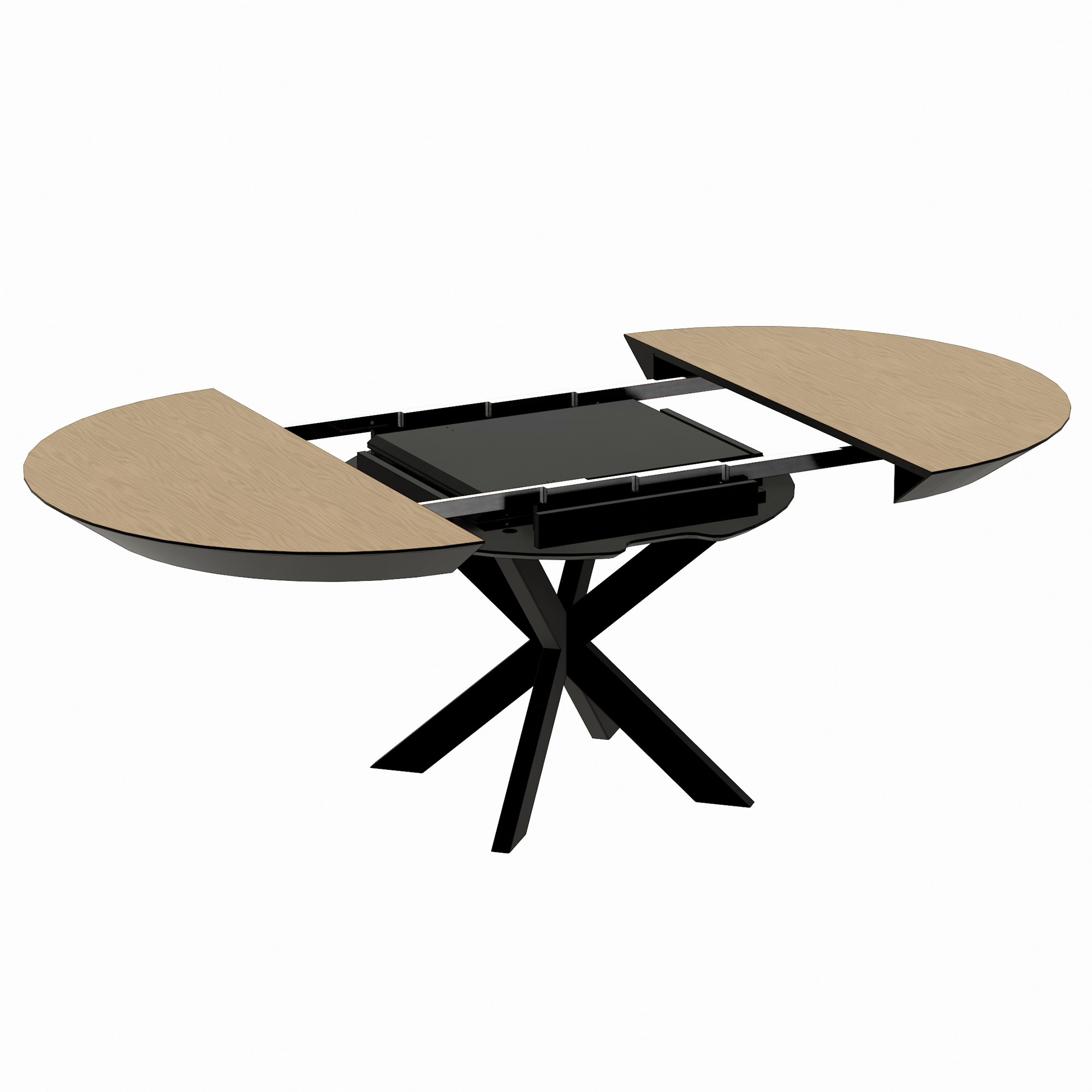 Раскладной стол NOVA Шпон Natural Wood+Black Legs 127/177/227xH75s