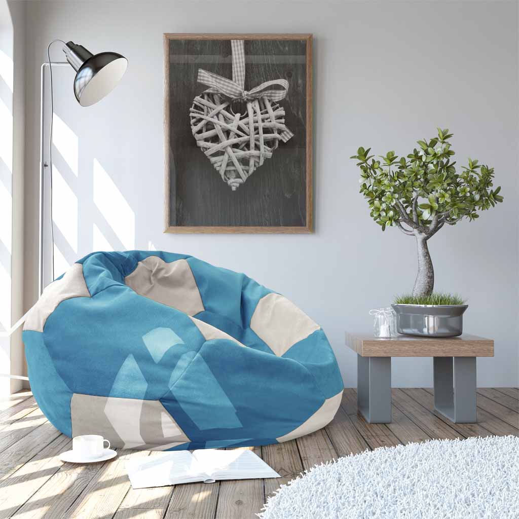 Living Room Interior Fotoliu puf Bean-Bag Ball Blue-Grey - imagine 1