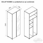 Dulap KOSMO cu polițe/bară și uși combinate 0.8 m
