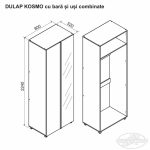 Dulap KOSMO cu bară și uși combinate 0.8 m - imagine 2
