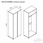 Dulap KOSMO cu bară și uși pal 0.8 m - imagine 2
