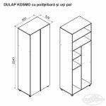 Dulap KOSMO cu polițe/bară și uși pal 0.8 m - imagine 2