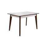 Masa Extensibila MG-A05 White Glass+Brown Legs 120/150×75