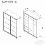 Dulap TORINO oglindă 1.8 m